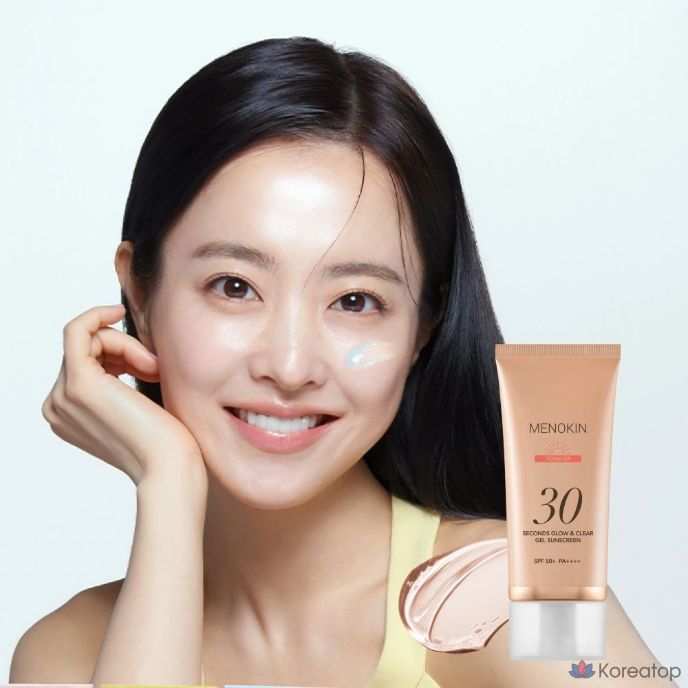 Солнцезащитный крем MENOKIN 30 Second Glow &amp; Clear Gel Sunscreen Tone-up SPF50+ PA++++, 50 мл, 1 шт.