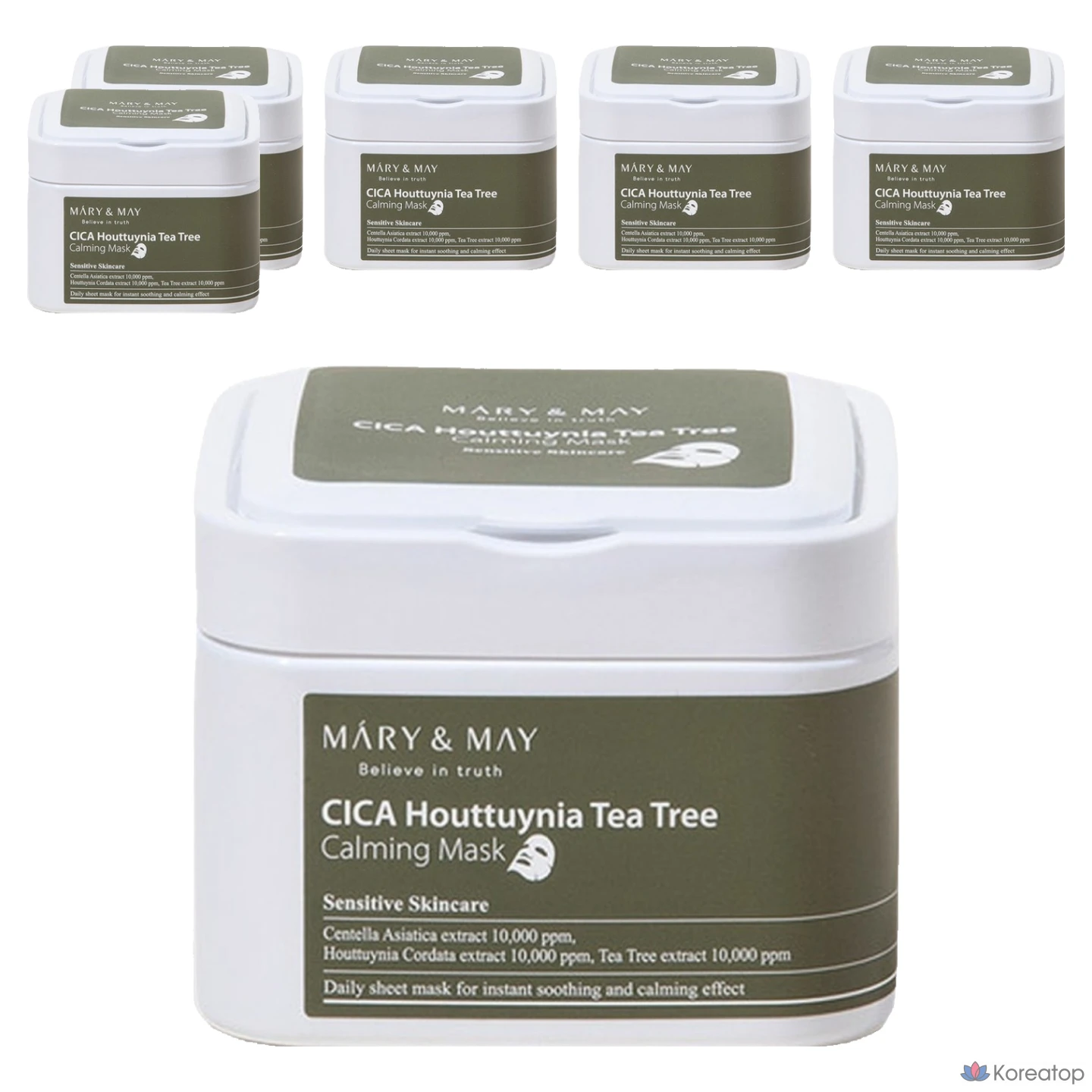 Тканевая маска для лица Mary&May Cica Heartleaf Tea Tree Calming Mask, 400 г, 180 шт.