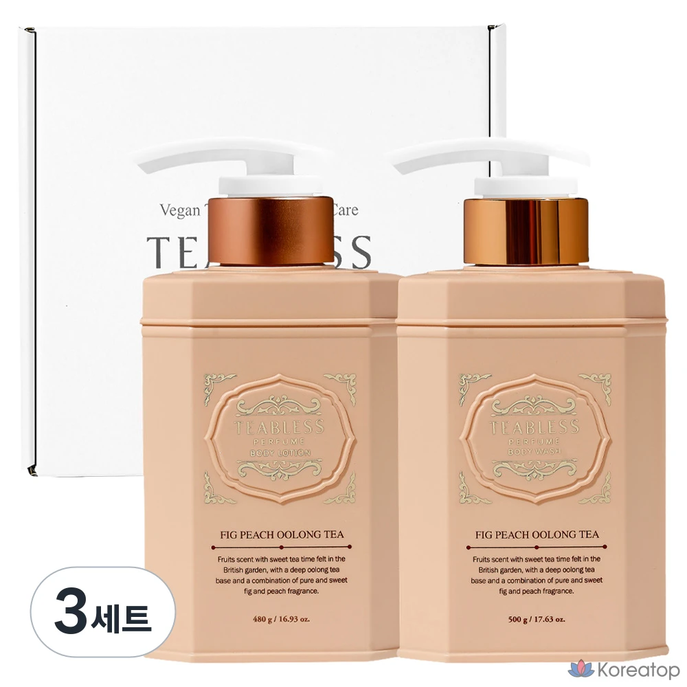 Набор для ухода TEABLESS Perfume Body Lotion + Body Wash + Gift Box Set, аромат Oolong Tea Fig Peach, 3 шт.