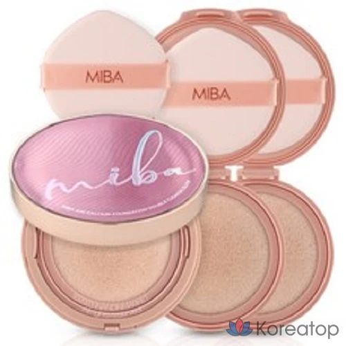 Кушон MIBA Big Cushion Season 3 Ion Calcium Foundation Double Cushion Glow, оттенок 21, 1 шт. (основа в простом кейсе + 2 сменных блока)