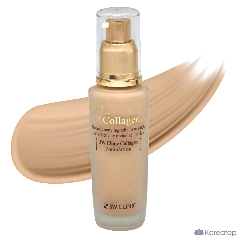 Флюид для лица 3W Clinic Collagen Foundation, оттенок 23 Natural Beige, 50 мл, 1 шт.
