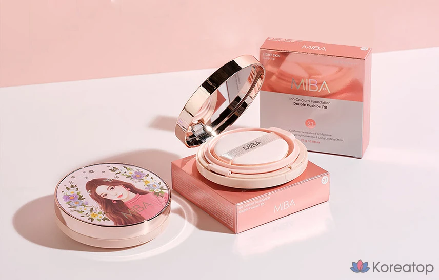 Кушон Miba Ion Calcium Double Cushion Foundation RX, оттенок 21, 25 г + рефилл 25 г, 1 шт.