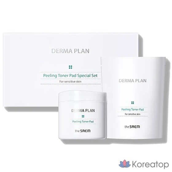 Пилинг-пэды The Saem Derma Plan Peeling Toner Pad 70p + Refill 50p Special Set, 120 шт.