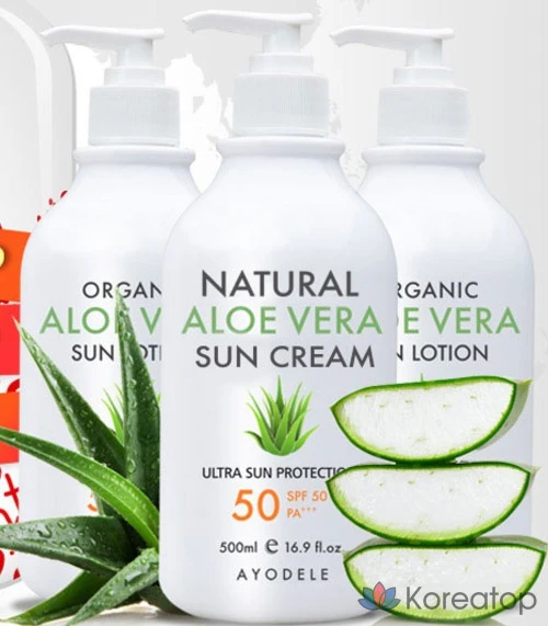 Солнцезащитный крем AYODELE Natural Aloe Vera Sun Cream SPF50+ PA+++, 500 мл, 1 шт.