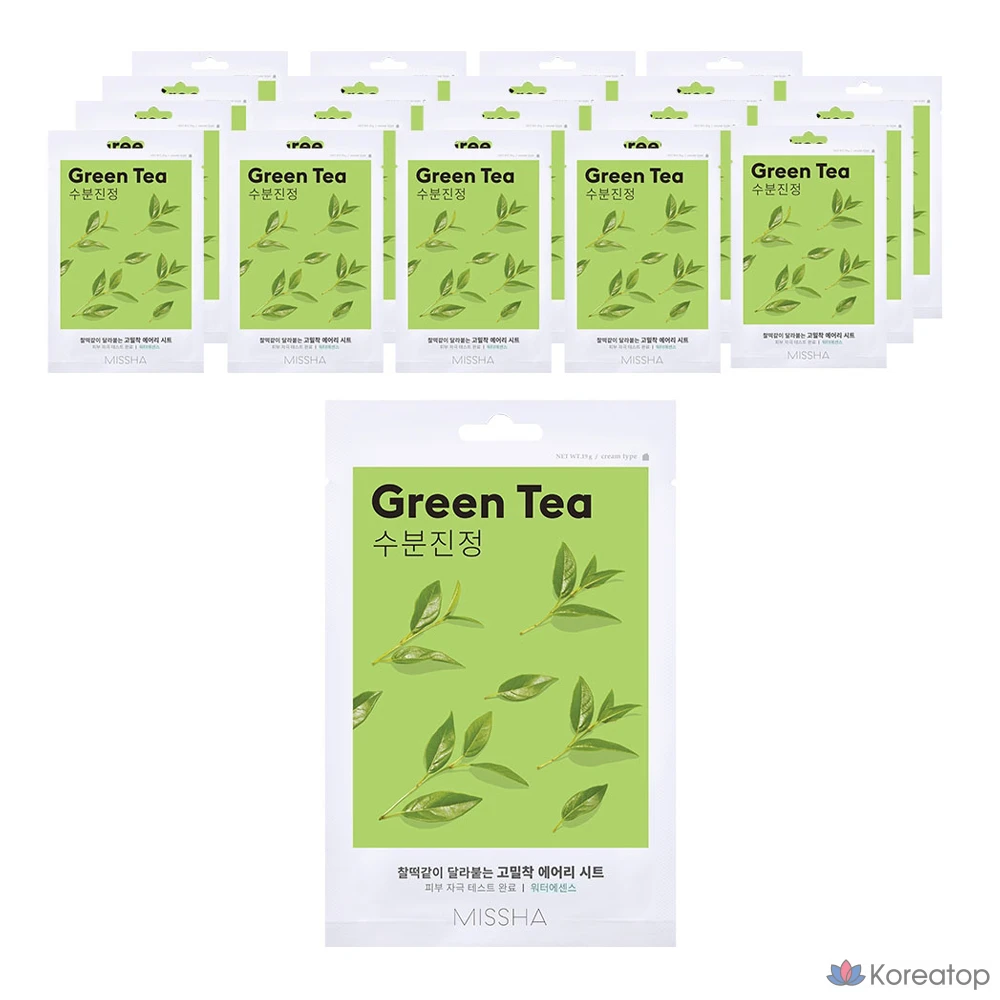 Тканевая маска для лица Missha Airy Fit Sheet Mask Green Tea, 20 шт.