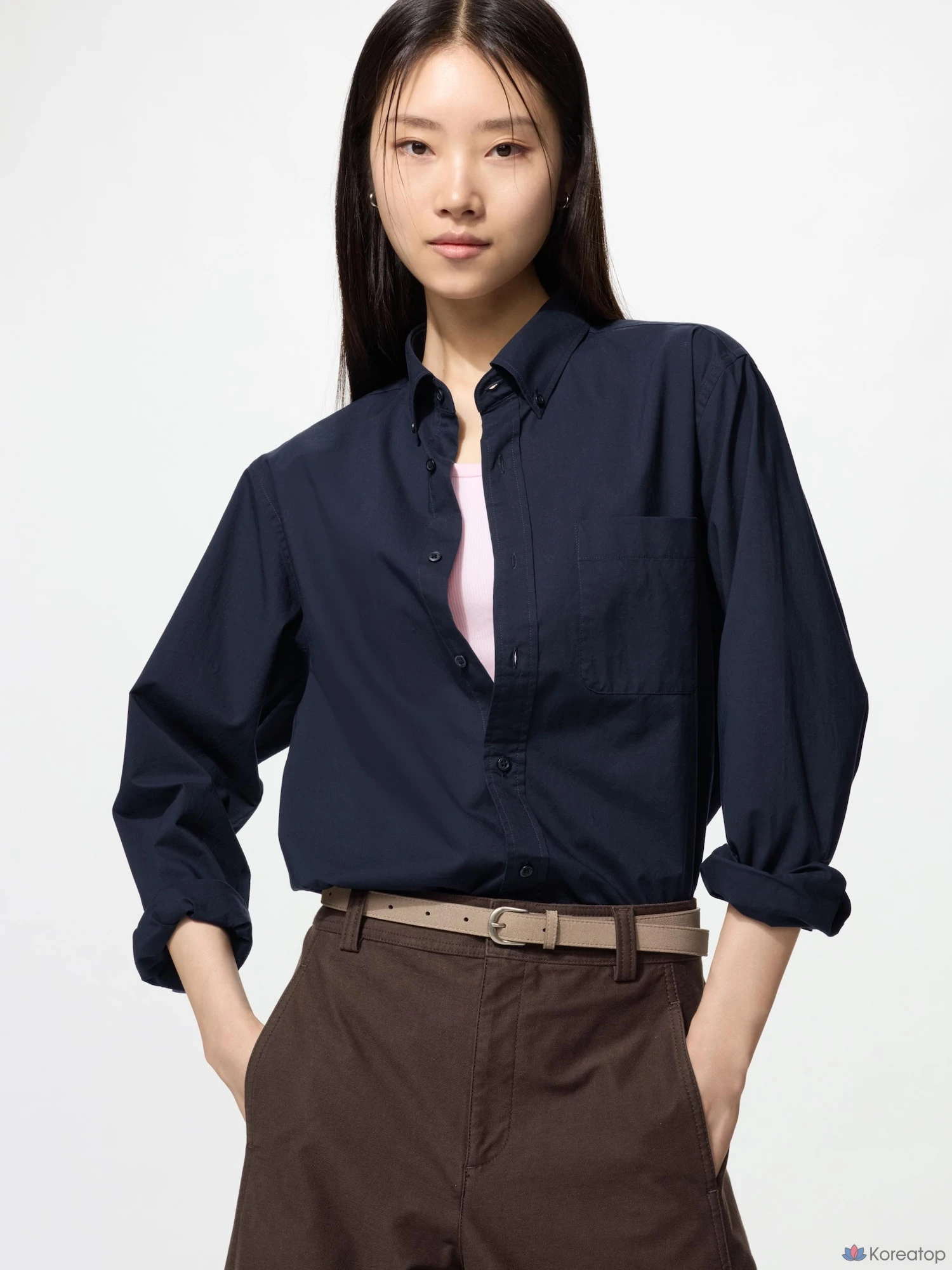 Рубашка Uniqlo Broadcloth Button-Down Collar Shirt