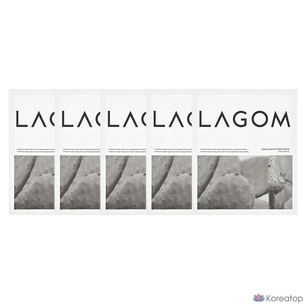 Тканевая маска для лица LAGOM Aqua Cactus Mask Pack, 5 шт.