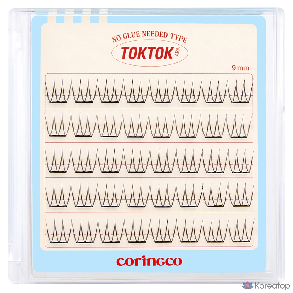 Накладные ресницы TokTok Koringco Toktokhara Noglue, Pure 9mm, 1 шт.