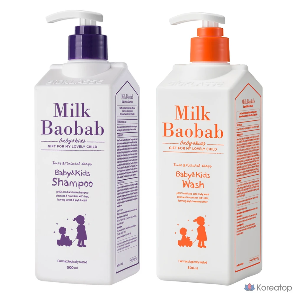 Набор для ухода Milk Baobab Baby & Kids Shampoo + Wash, 500 мл, 1 шт.