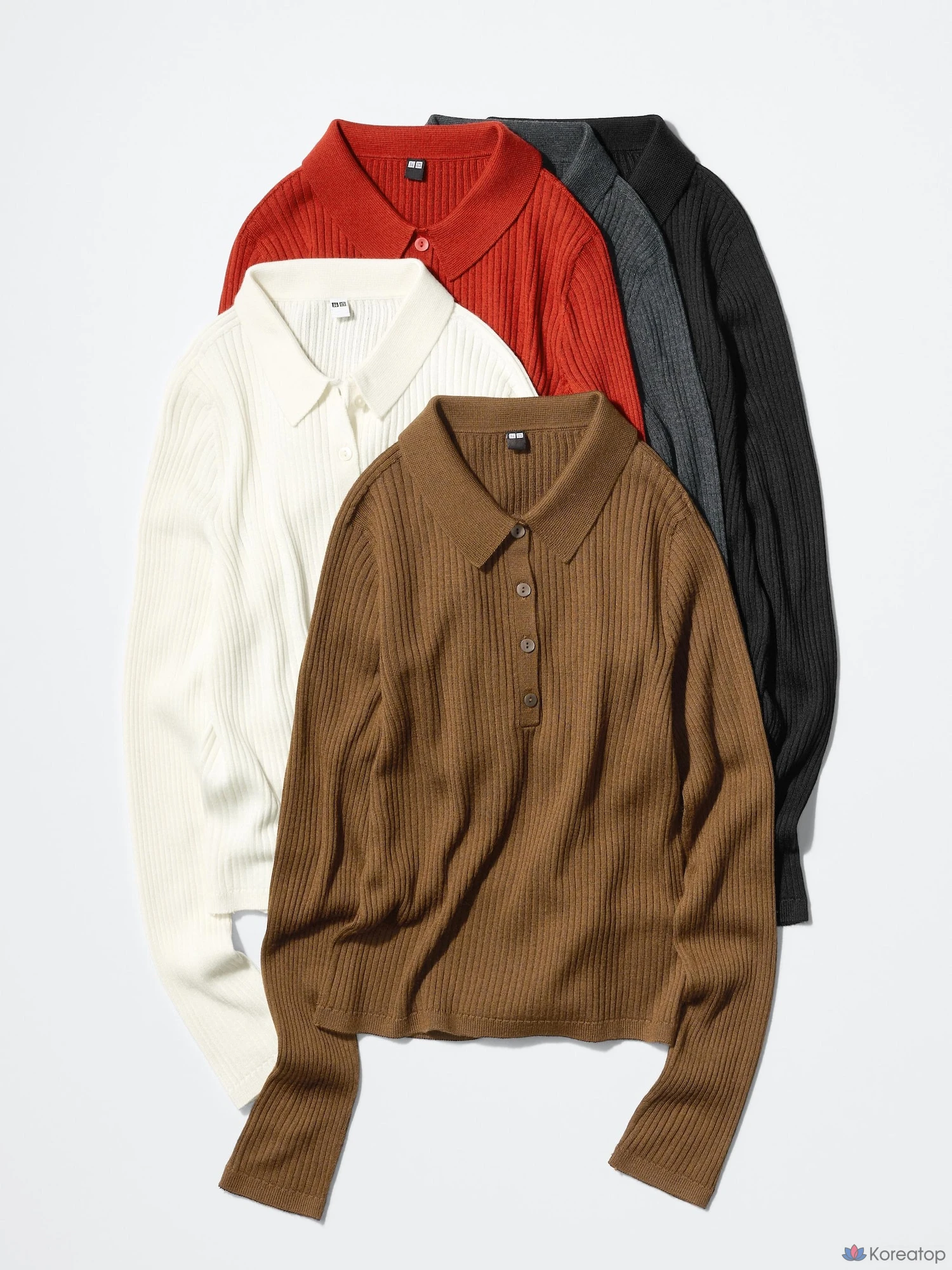 Свитер поло Uniqlo 3D Knit Merino Blend Rib Polo Sweater