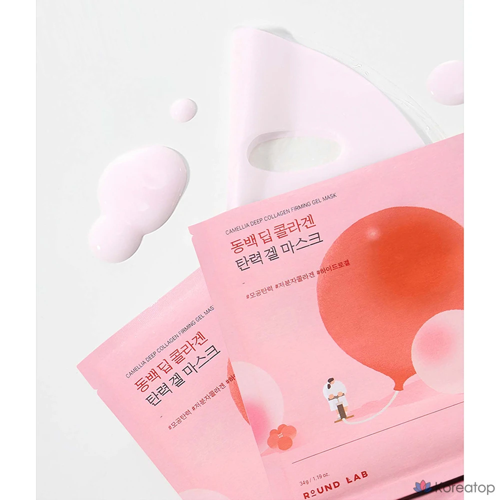Гелевая маска для лица Round Lab Camellia Deep Collagen Firming Gel Mask, 34 г, 40 шт., фото 7