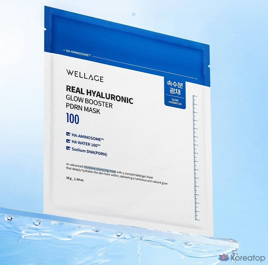 Тканевая маска для лица WELLAGE Real Hyaluronic Glow Booster PDRN Mask, 10 шт., фото 3