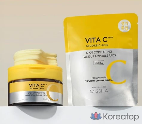 Пилинг-пэды Missha Vita C Plus Spot Tone Up Ampoule Pads Refill, 210 г, 80 шт.
