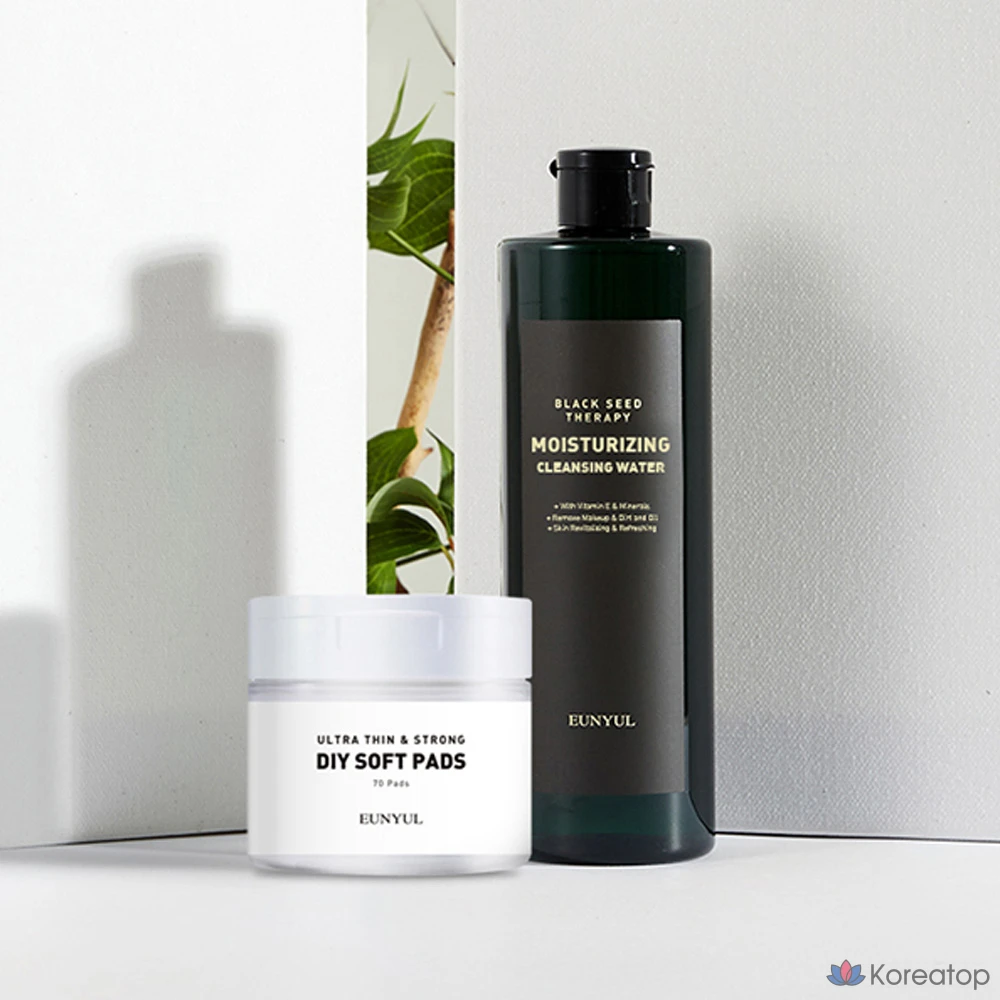 Набор для ухода Eunyul Black Seed Therapy Moisture Cleansing Water + Pads Set, 500 мл + 70 шт., 1 шт.