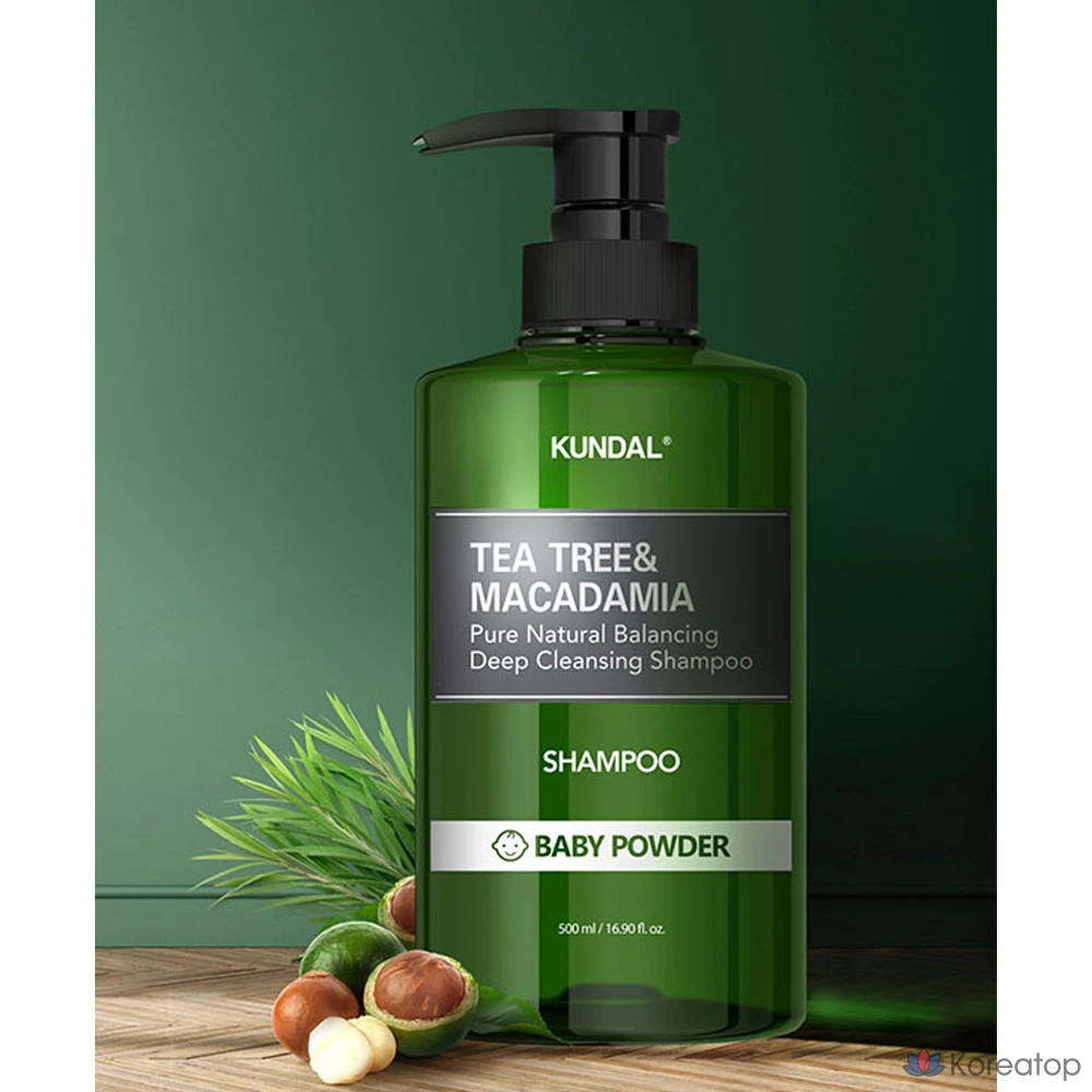 Шампунь Kundal Tea Tree &amp; Macadamia Deep Cleansing Shampoo, аромат Baby Powder, 500 мл, 1 шт.