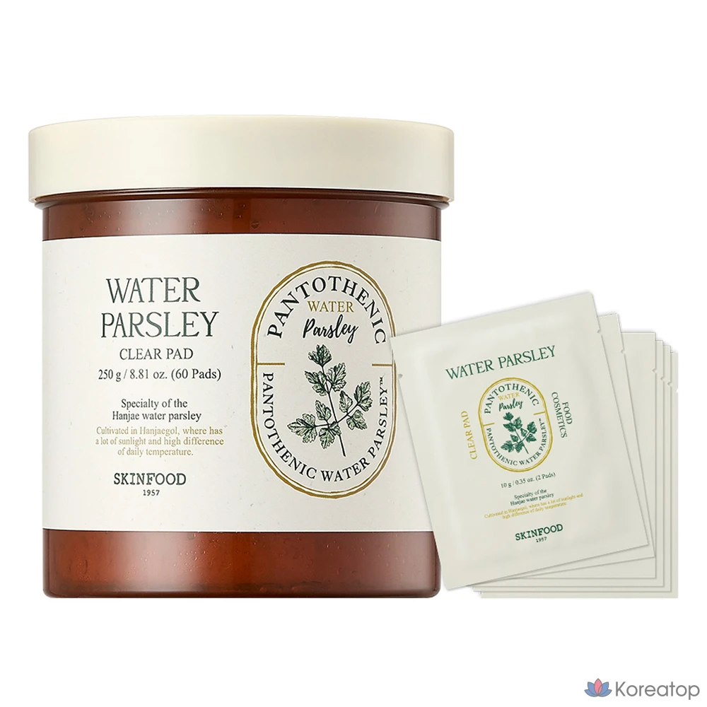 Пэды Skinfood Pantothenic Water Parsley Clear Pad, 250 г, 60 шт.