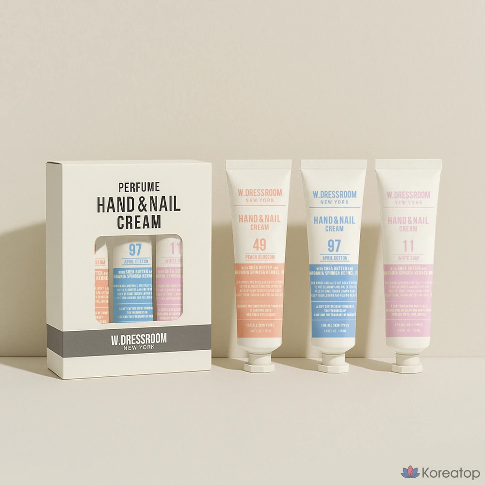 Набор для ухода W.Dressroom Perfume Hand &amp; Nail Cream 3-piece Set (White Soap + April Cotton + Peach Blossom), 1 шт.