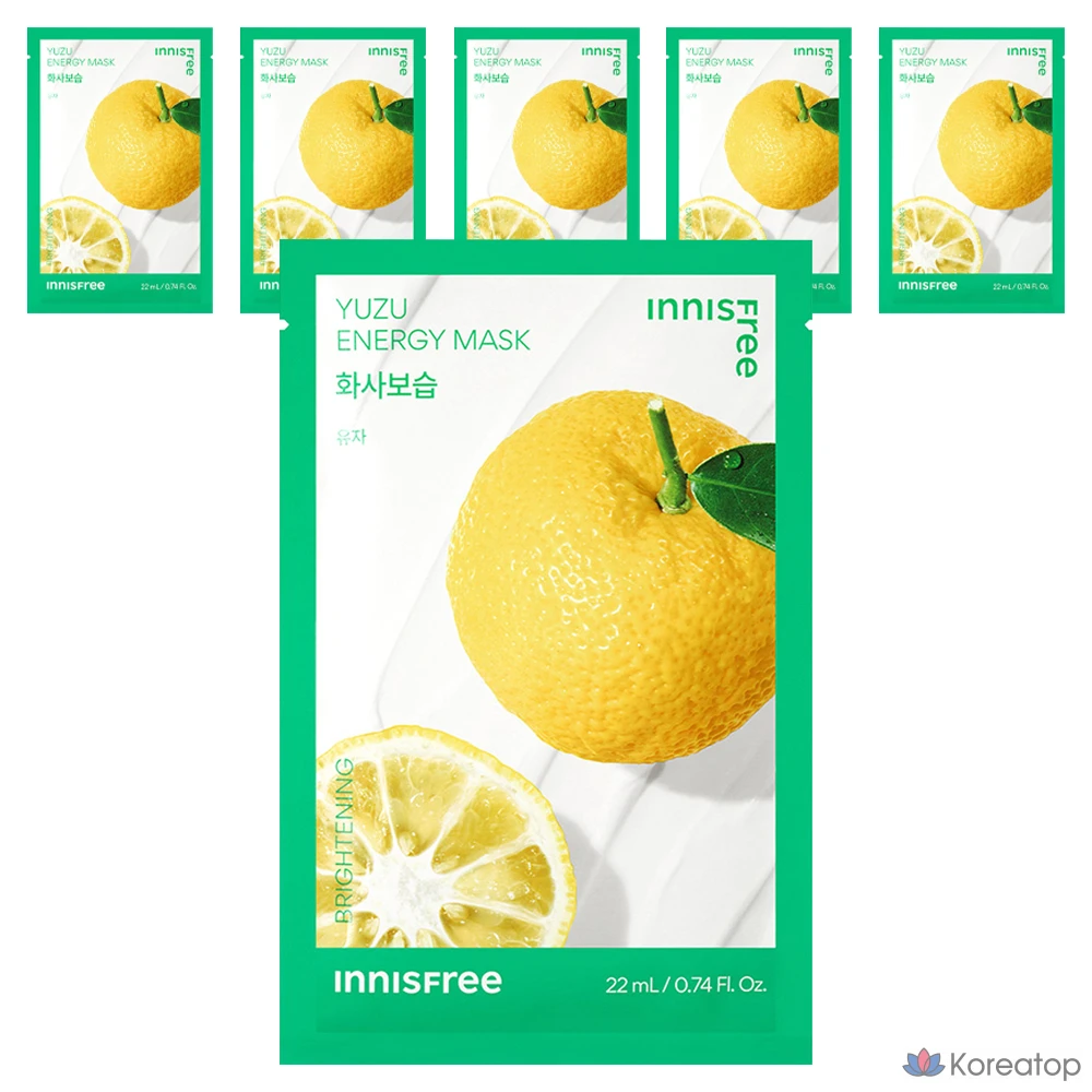 Тканевая маска для лица Innisfree New Yuja Energy Mask, 22 мл, 6 шт.