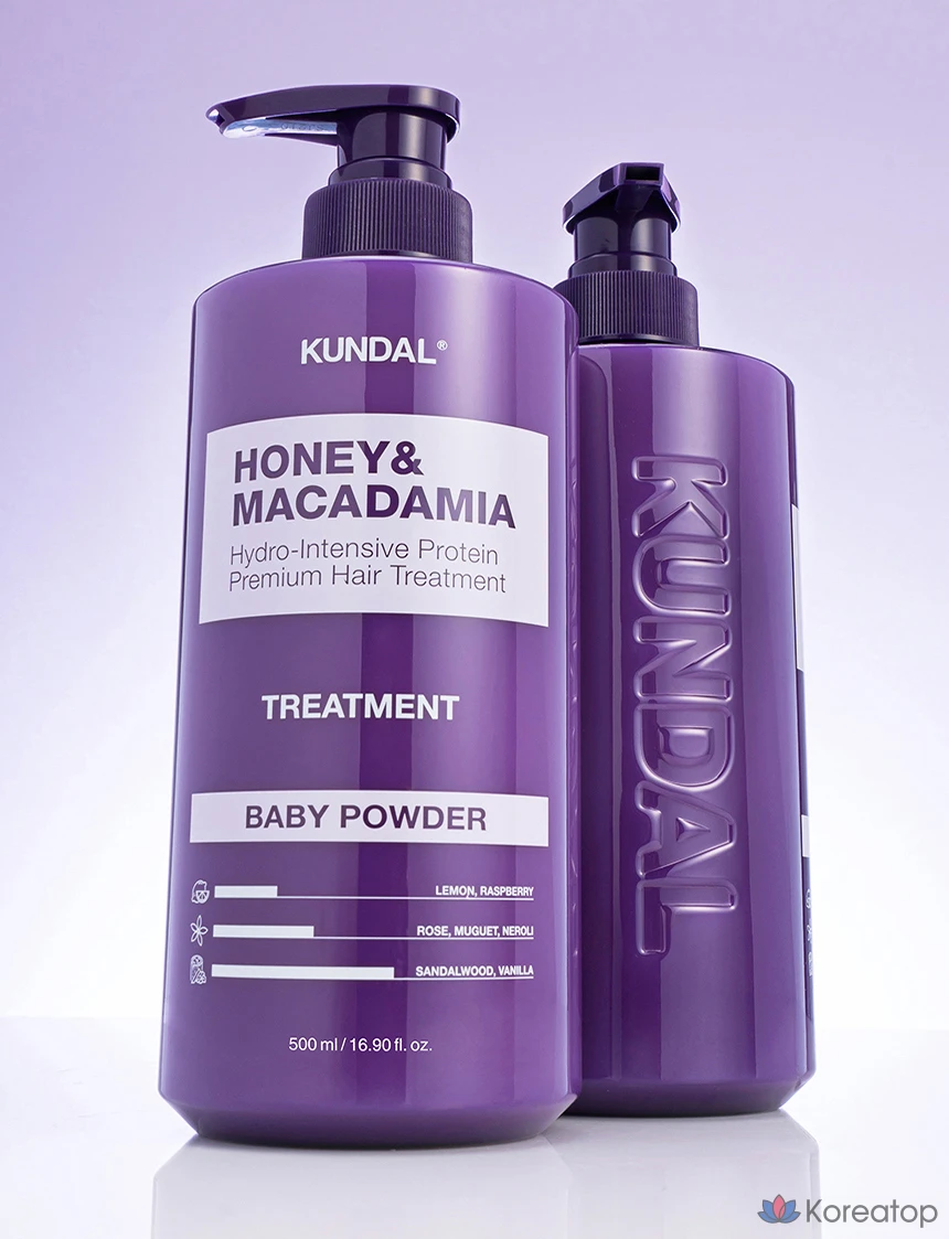 Кондиционер для волос Kundal Honey & Macadamia Hair Treatment, аромат Baby Powder, 500 мл, 1 шт., фото 3