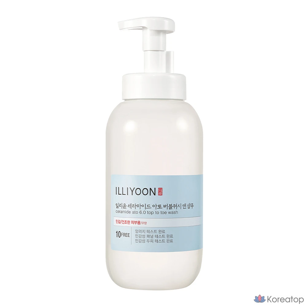 Гель для душа и шампунь ILLIYOON Ceramide Ato Bubble Wash & Shampoo, без отдушки, 900 мл, 1 шт.