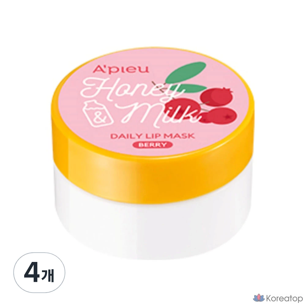 Тканевая маска для губ A'Pieu Honey & Milk Daily Lip Mask, оттенок Berry, 6 г, 4 шт.