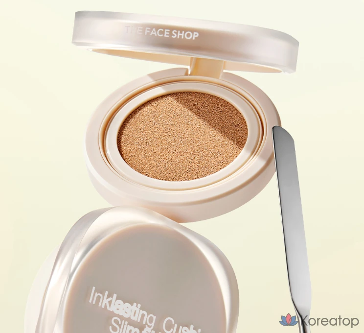 Кушон The Face Shop Ink Lasting Slim Fit New Cushion Foundation Refill, оттенок V201 Apricot Beige, 12 г, 1 шт., фото 7