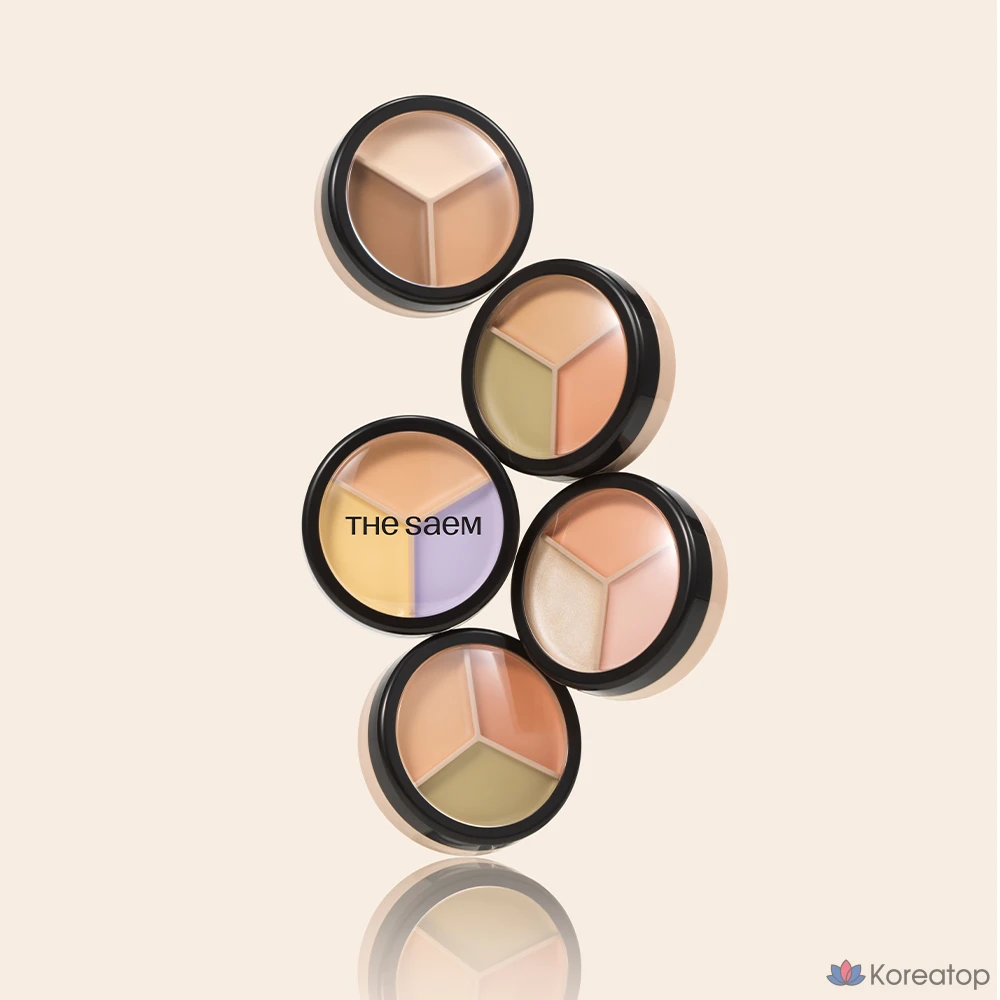 Консилер The Saem Cover Perfection Concealer Duo Set A, оттенки 01 Correct Beige + 1.5 Natural Beige, 3 шт., фото 4