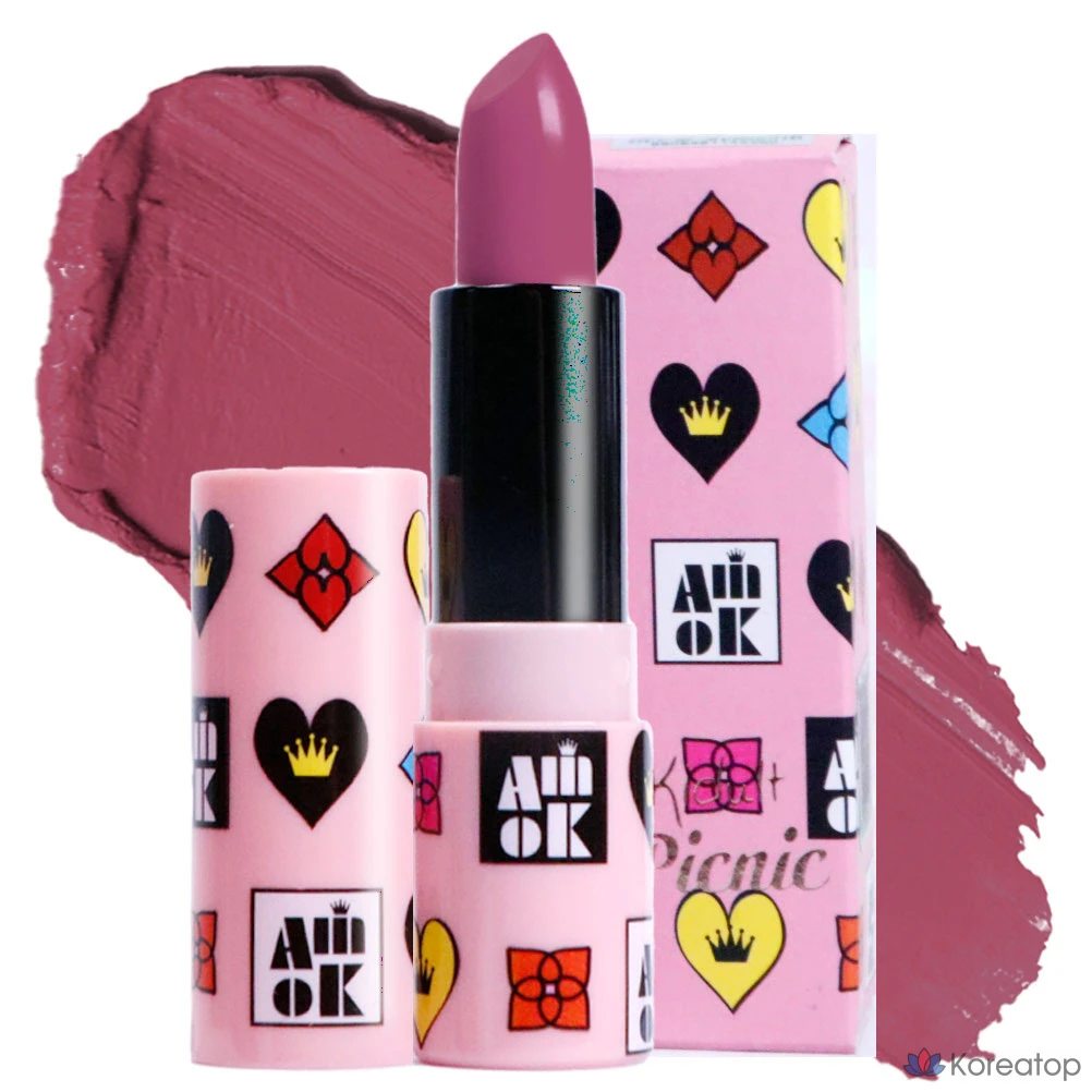 Губная помада YNM Amiok K-Turt Picnic Lipstick, оттенок S530 Plum Mob, 4 г, 1 шт.