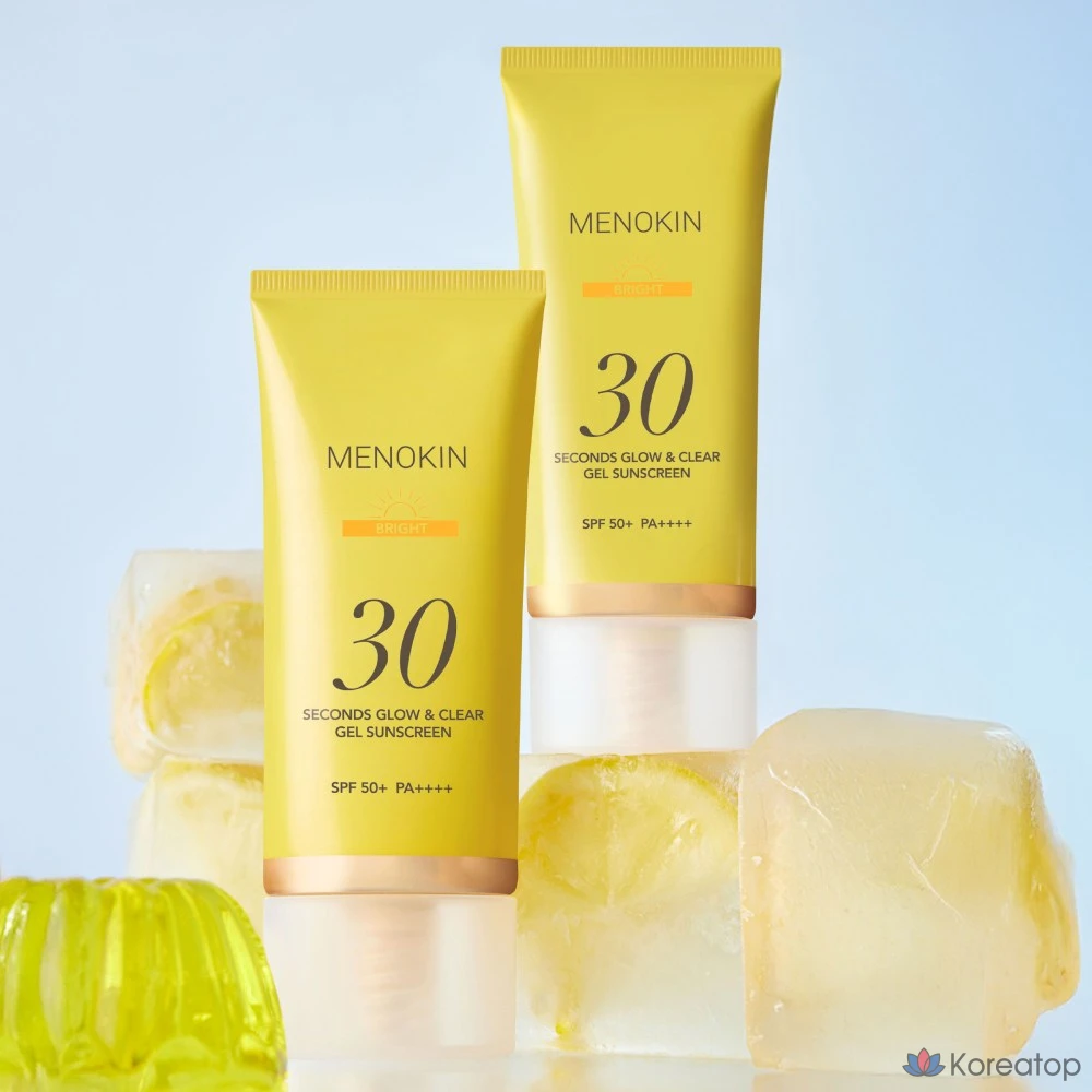 Солнцезащитный крем MENOKIN 30 Second Glow &amp; Clear Gel Sunscreen Bright SPF50+ PA++++, 50 мл, 1 шт.