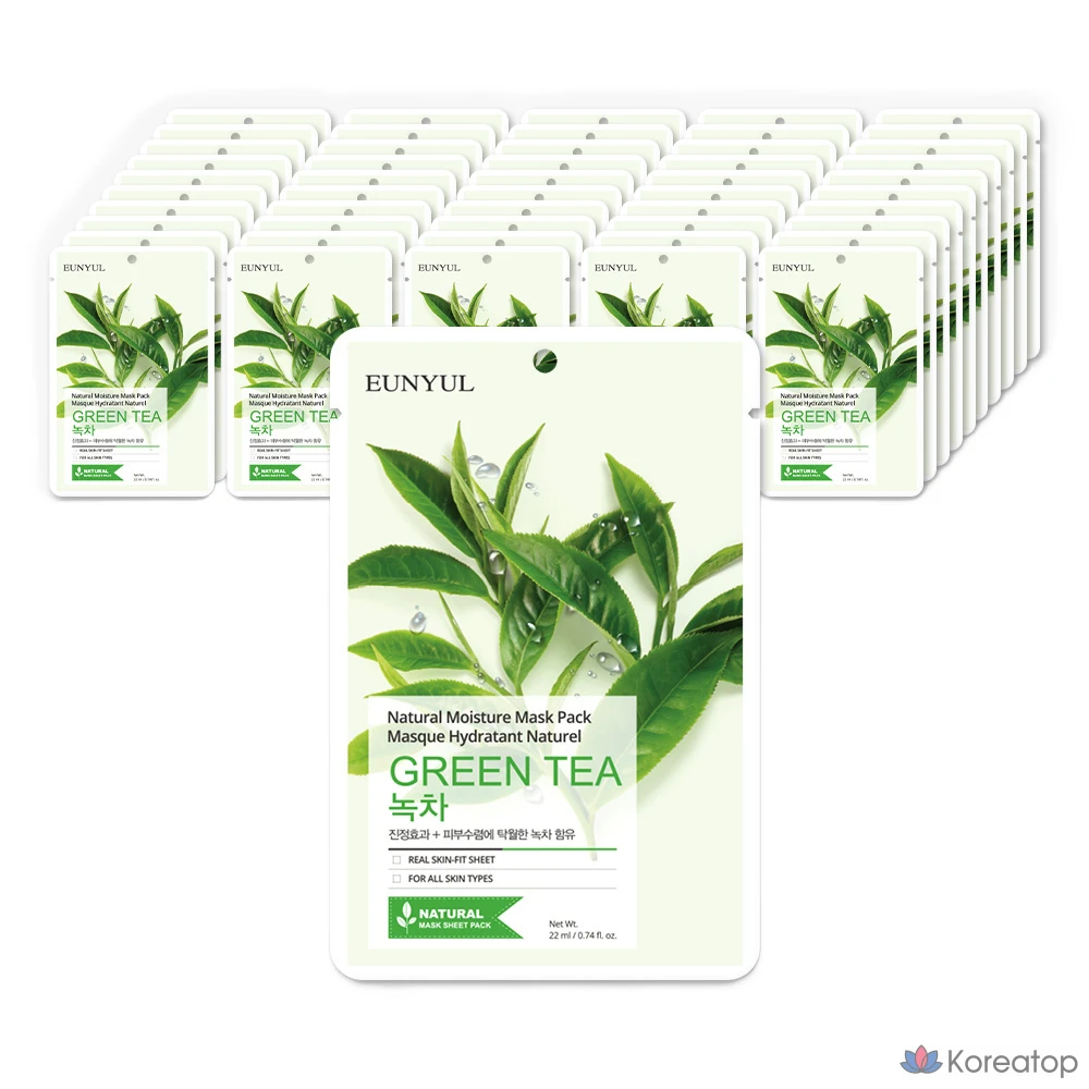 Тканевая маска для лица Eunyul Natural Green Tea Mask, 100 шт.