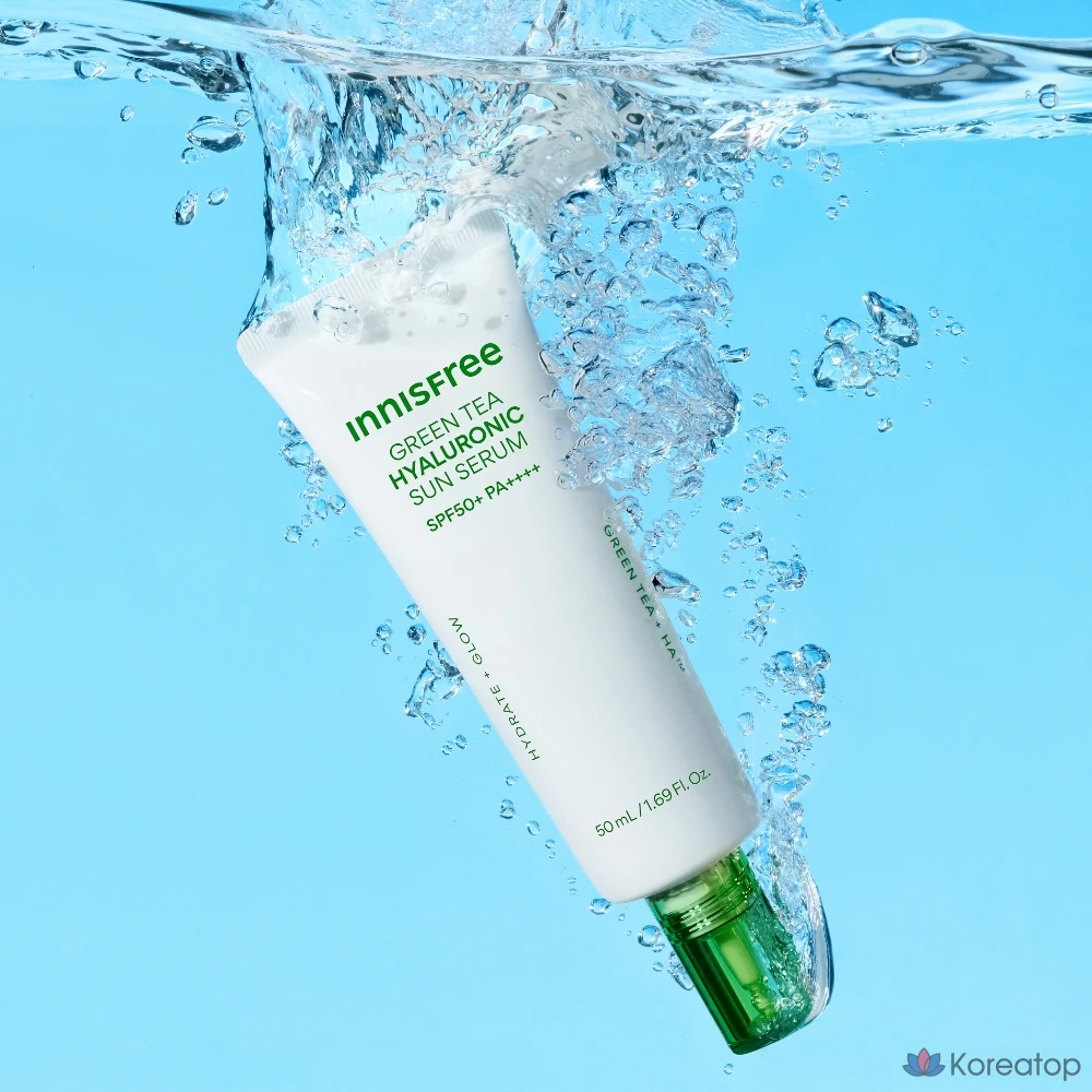 Солнцезащитный крем Innisfree Green Tea Hyaluronic Acid Soothing Moisture Sun Serum SPF50+ PA++++, 50 мл, 1 шт.