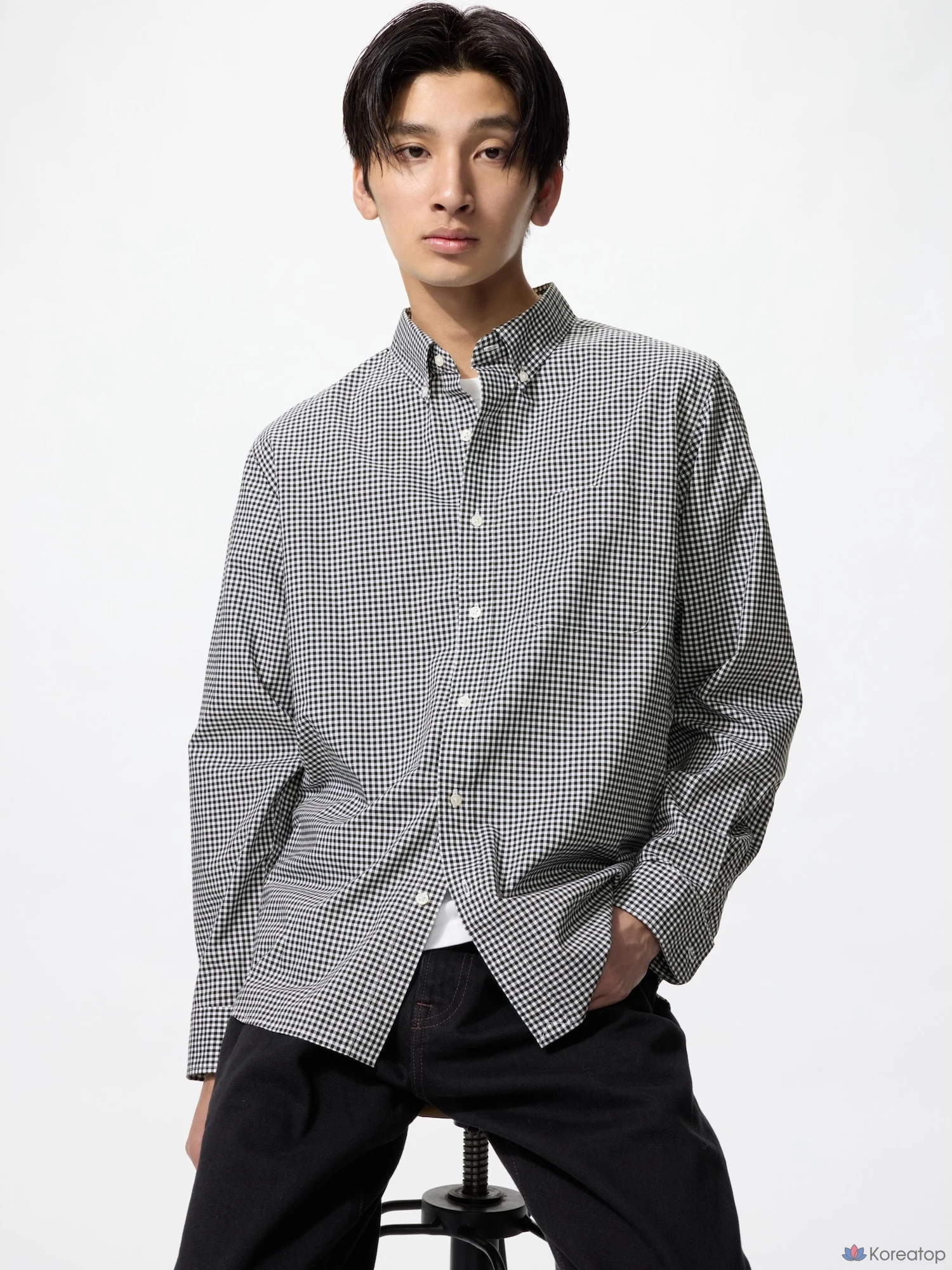 Рубашка Uniqlo Broadcloth Shirt Button-Down Collar Check A