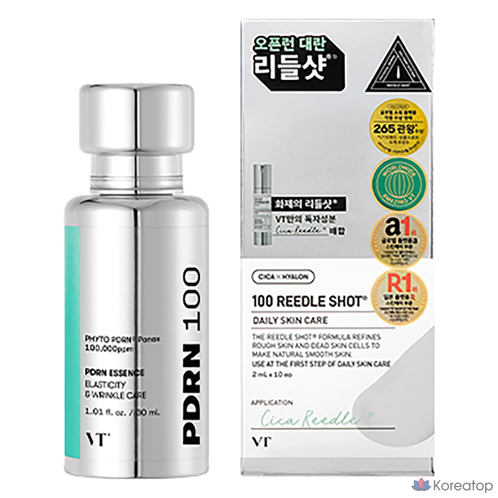 Набор для ухода VT Cosmetics PDRN 100 Essence + Needle Shot Stick Pouch 2-piece Set, 30 мл + 2 мл (10 шт.), 1 шт.