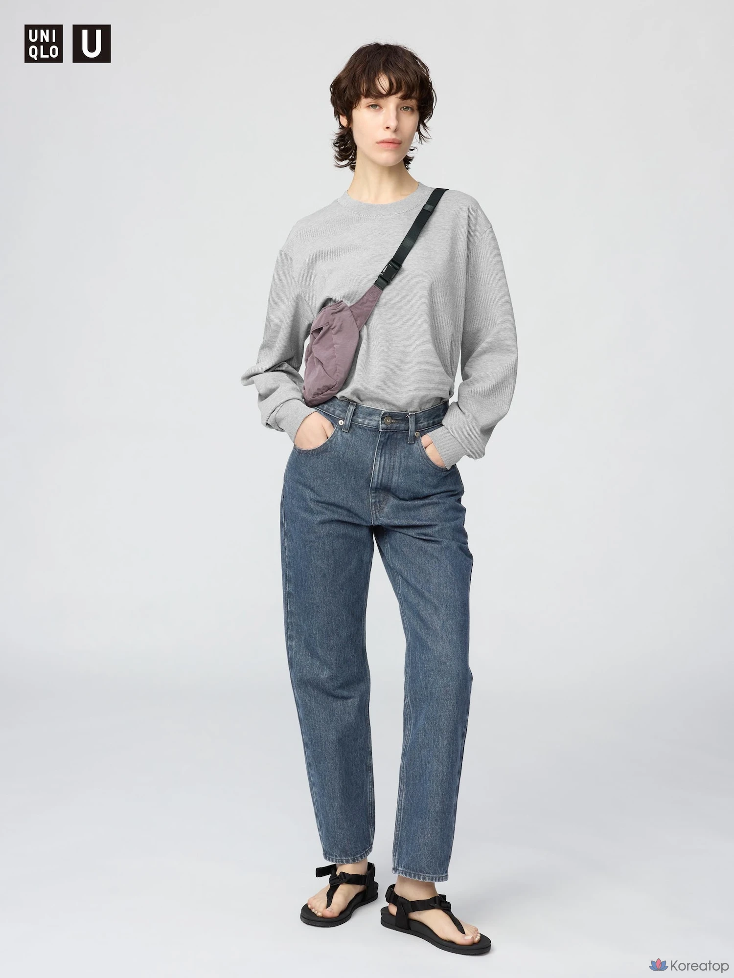 Футболка Uniqlo AIRism Cotton Striped Long Sleeve