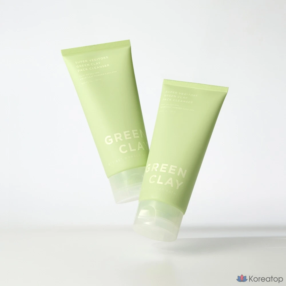Очищающая глиняная маска Wonder Bath Super Vegitoks Green Clay Pack Cleanser, 130 мл, 1 шт.
