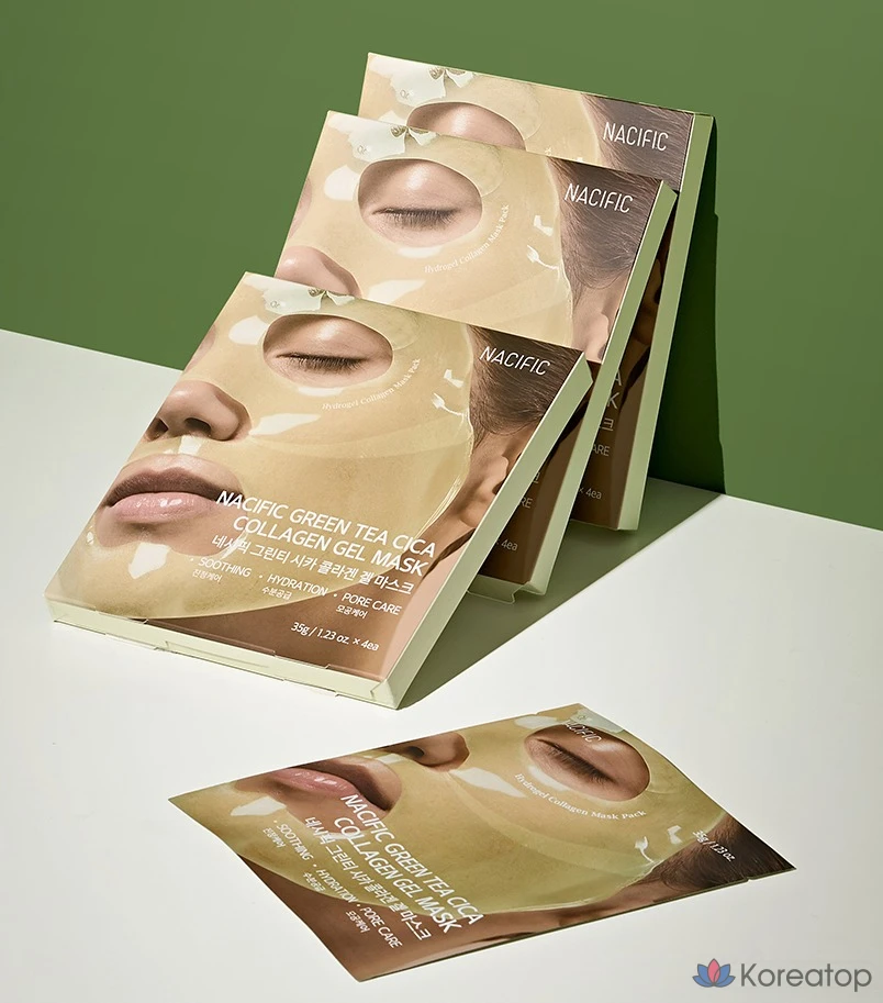 Тканевая маска для лица NACIFIC Green Tea Cica Collagen Gel Mask, 3 шт., фото 2