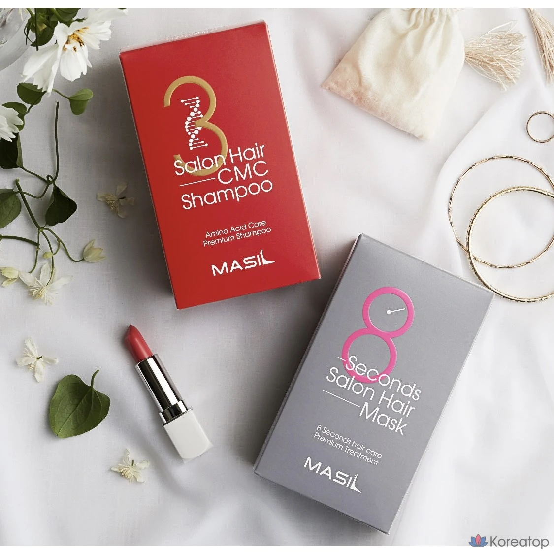 Набор для ухода Masil Salon Hair 38 Hair Care Set (CMC Shampoo 300 мл + 8 Second Salon Hair Mask 200 мл + Stick Type 8 мл*4 шт.), 1 шт.