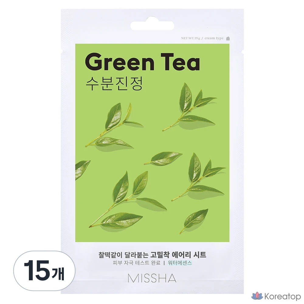 Тканевая маска для лица Missha Airy Fit Sheet Mask Green Tea, 15 шт.
