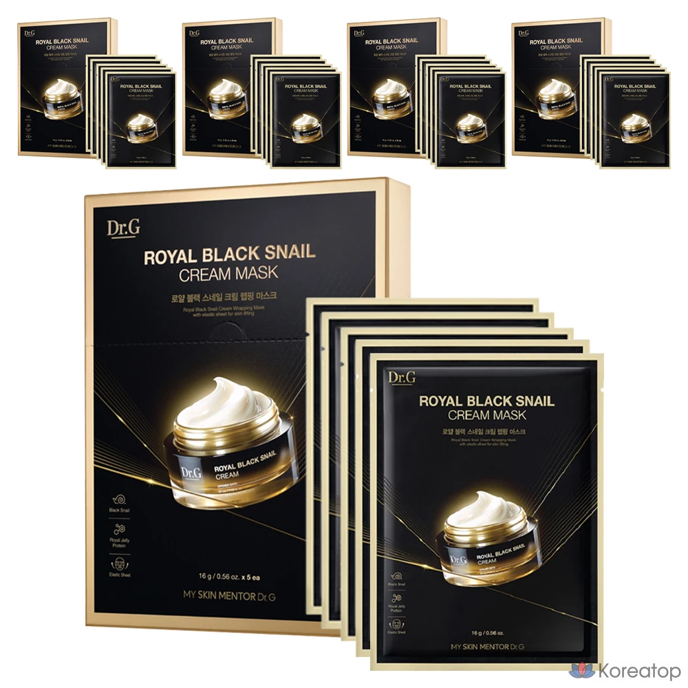Тканевая маска для лица Dr. G Royal Black Snail Cream Mask, 25 шт.