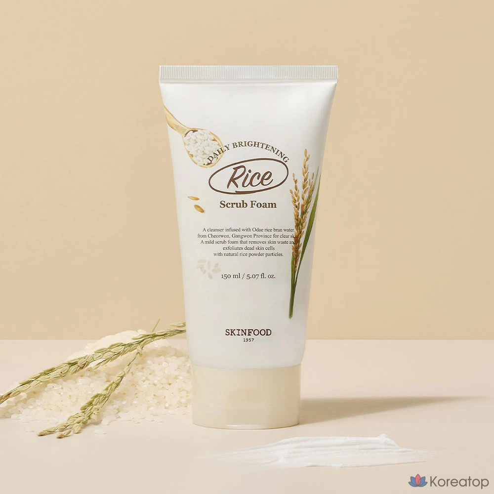 Очищающий скраб-пенка Skinfood Rice Daily Brightening Scrub Foam, 150 мл, 1 шт.