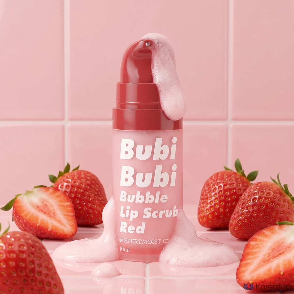 Скраб для губ UNPA Booby Booby Bubble Lip Scrub Red Beach Strawberry with PHA, оттенок Red Strawberry, 10 мл, 1 шт.