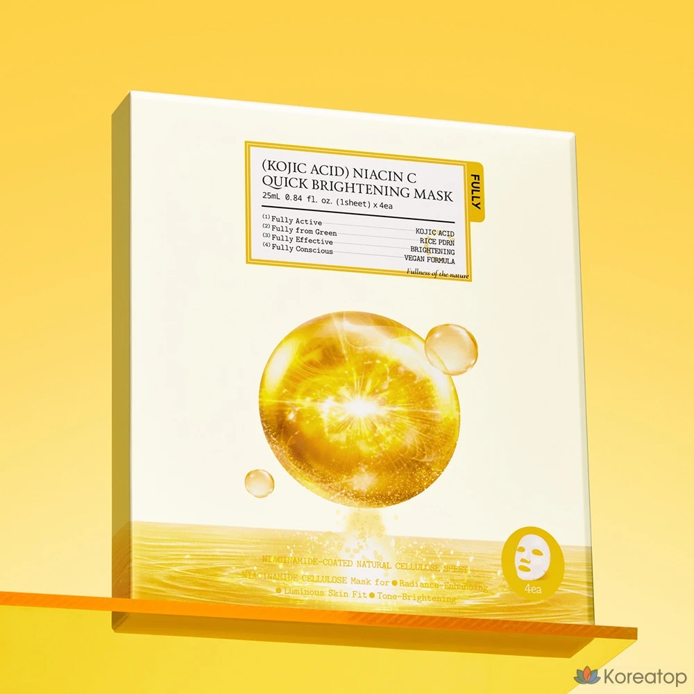 Тканевая маска для лица FULLY Kojic Acid Niacin C Quick Brightening Mask, 4 шт.