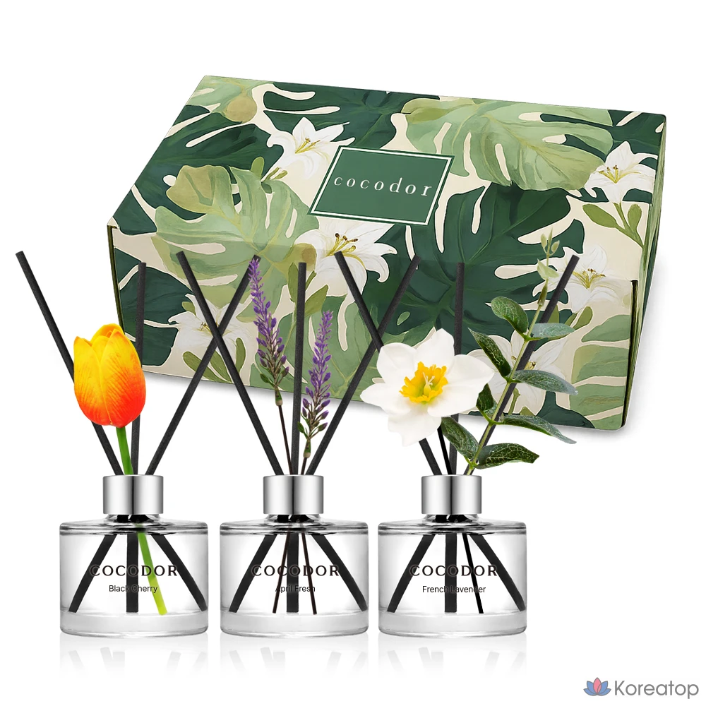 Диффузор для дома Cocodor Botanic Scent, оттенок A (Black Cherry + April Fresh + French Lavender), 120 мл, 3 шт.