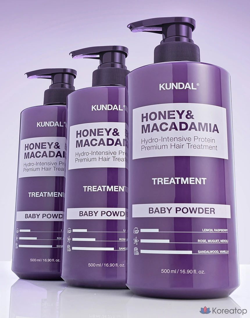 Кондиционер для волос Kundal Honey & Macadamia Hair Treatment, аромат Baby Powder, 500 мл, 1 шт., фото 4