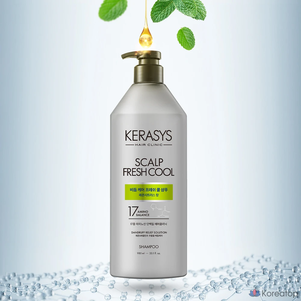 Шампунь KeraSys Scalp Dandruff Care Fresh Cool Protein Shampoo, аромат Lemon Citrus, 980 мл, 1 шт., фото 3