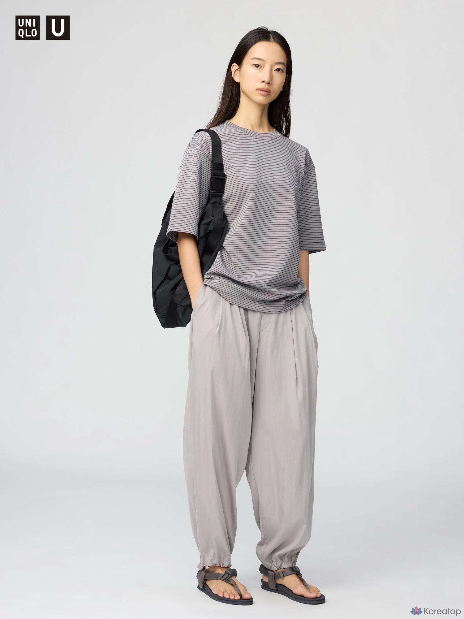 Футболка Uniqlo AIRism Cotton Oversized Stripe T-Shirt