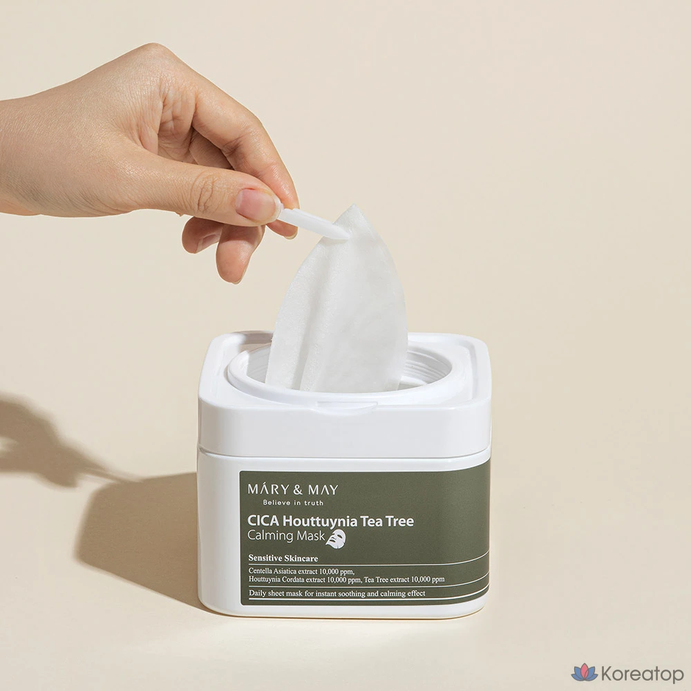 Тканевая маска для лица Mary&May Cica Heartleaf Tea Tree Calming Mask, 400 г, 180 шт., фото 2