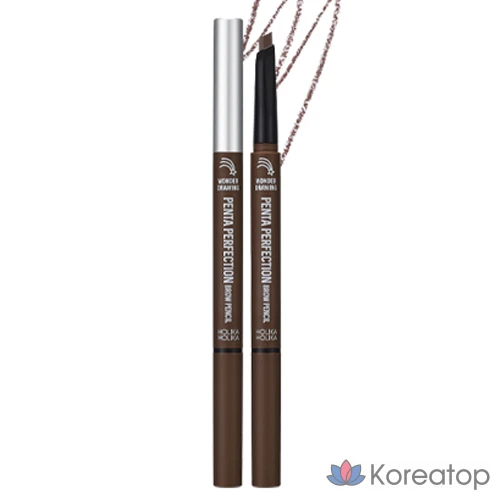 Карандаш для бровей Holika Holika Wonder Drawing Penta Perfection Brow Pencil, оттенок 02 Natural Brown, 0.3 г, 1 шт.