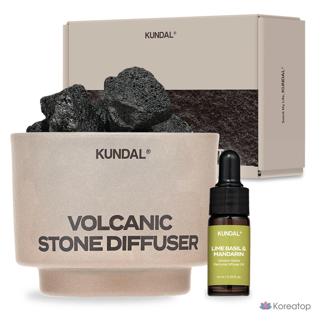 Набор для ухода Kundal Volcanic Stone Perfume Diffuser Set, оттенок Lime Basil &amp; Mandarin, 10 мл, 1 шт.