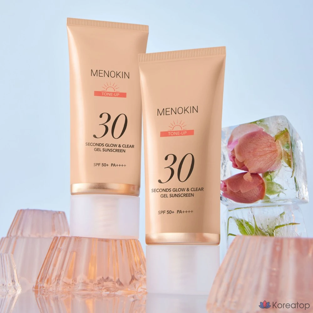 Солнцезащитный крем MENOKIN 30 Second Glow &amp; Clear Gel Sunscreen Tone-up SPF50+ PA++++, 50 мл, 1 шт.